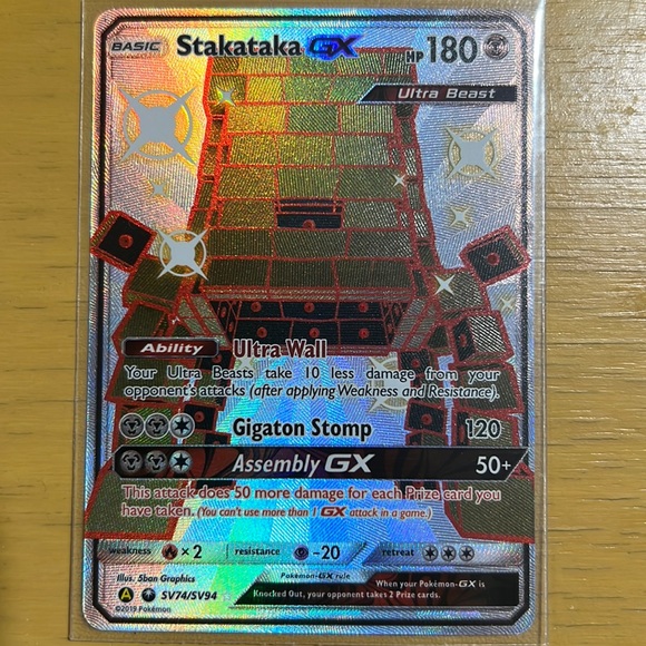 Pokémon Stakataka GX Card - Hidden Fates - #SV74/SV94 - Ultra Rare - NM - Picture 1 of 1